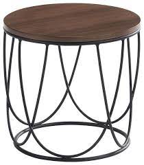 While most side tables are boxy, this one stands out with its cylindrical shape and slightly wider top. Modrest Strang Modern Walnut And Black Round End Table Industrial Side Tables And End Tables By Vig Furniture Inc Houzz
