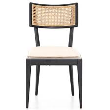 Modern black wood dining chairs. Tina Modern White Performance Upholstered Seat Black Cane Dining Chair
