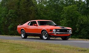 Painted factory calypso coral (code 1) with black hood stripes. S114 1970 Ford Mustang Mach 1 Fastback Calypso Coral 11