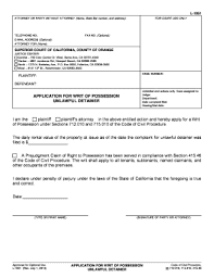 Writ of possession/orders of possession. Unlawful Detainer Forms California Fill Online Printable Fillable Blank Pdffiller