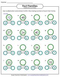 Fact Families Worksheets Multiply Divide Division Worksheets Fact Family Worksheet Family Worksheet