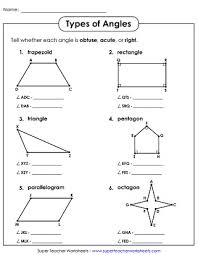Angle Types Acute Obtuse Right Worksheets