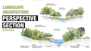 Landscape Perspective Section In Photoshop Without Model Landscape Architecture Section Landscape Architecture Model Landscape Architecture Presentation