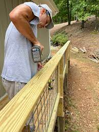 How to install deck railing. Diy Hog Wire Deck Railing