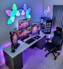 Clean black & white gaming bedroom setup. Rgb Gaming Setup In 2021 Spielaufbau Gaming Zimmer