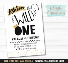 Boy Printable 1st Birthday Card Printable Black And Gold Wild One 1st Birthday Invitation Boys First Birthday Party Boy Birthday Invitations 1st Birthday Invitations Boy Printable Birthday Invitations