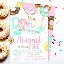 The collection includes invitations, a welcome sign, 2 cupcake toppers, a happy birthday banner. Donut Miss Your Party Invite Invite Template Gold Mint And Pink Instant Download Chevron Donut Birthday Party Invitation Edit Yourself Paper Party Supplies Invitations Announcements Kromasol Com