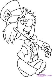 Alice In Wonderland Cartoon Black And White Alice In Wonderland Mad Hatter Cartoon Character Drawings Mad Hatter Drawing Alice In Wonderland Characters Disney Drawings