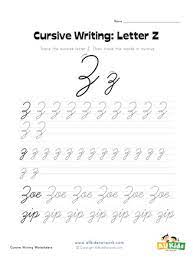 Here we will write cursive capital letters writing (abcd letters) step by step. Cursive Writing Worksheet Letter Z All Kids Network