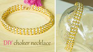 One technique used for both necklaces. How To Make Pearl And Gold Choker Necklace Easy And Quick Diy Collar Necklace Beads Art Youtube