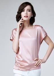 Fashion women's new satin blouse short sleeve bows formal workwear tops shirts b. Pink Silk Top Melex Indonesia
