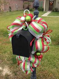 Deco Mesh Mailbox Swag Christmas Mailbox Decorations Mailbox Decor Christmas Decorations