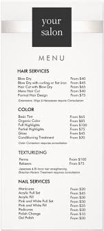 39 Hair Salon Services Your Salon Menu Price List Must Include Salon Menu Hair Salon Prices Salon Services