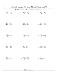 the multiplying and dividing mixed fractions a math worksheet from the fractions workshee dividing mixed fractions fractions worksheets multiplying fractions