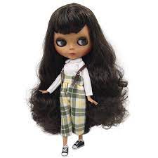 Doll with black hair and bangs. Icy Dbs Blyth Doll No Bl950 Black Hair With Bangs Joint Body Black Skin Matte Face 1 6 Bjd Ob24 Anime Girl Dolls Aliexpress