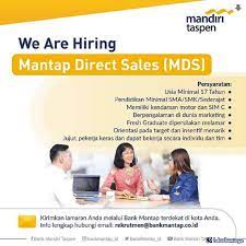 Check spelling or type a new query. Lowongan Kerja Direct Sales Pt Bank Mandiri Taspen
