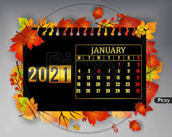 Image of January 2021 Calendar. January 2021 Calendar vector illustration.  Wall Desk Calendar Vector Template, Simple Minimal Design. Wall Calendar  Template For January 2021. Natural Leaf Effect Design.-RV550915-Picxy