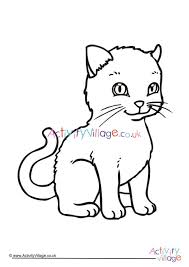 A cat prepares to color a person somewhere in a parallel universe. Kitten Colouring Page