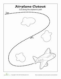 Pay attention when using scissors. Cutting Practice Airplane Worksheet Education Com