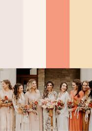 Bridesmaid dresses in a stunning burnt orange give a fall wedding a unique twist. 13 Mismatched Bridesmaid Dress Color Palettes Junebug Weddings