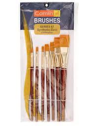 Camel hair brushes for sorting drosophila are wooden handled brushes with superfine bristles bound by metal ferrule. Camlin Kokuyo Paint Brush Series 67 Flat Synthetic Gold Set Of 7 Brushes Rollers Offimart