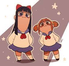 The nendoroid figures of pop team epic characters popuko and pipimi, dressed as batman and joker respectively, were displayed at the warner bros. Pop Team Epic Cat Illustration Chinese Cartoon Character Art