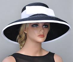 Ladies Black Or Navy Hat Black White Hat Navy And White Hat Wedding Hat Church Hat Wide Brim Hat Audrey Hepburn Hat F Dressy Hats Navy Hats Elegant Hats