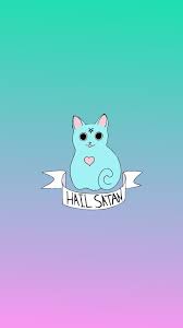 Hail Satan Cat Goth Wallpaper Witchy Wallpaper Phone Wallpaper Pastel