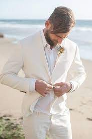 2 Piece Wedding Suit Ivory White Linen Men S Suit Plus Size Beach Wedding Suits Beach Wedding Groom Attire Groom Wedding Attire