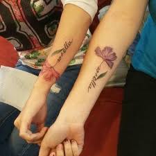Flowery Sister Name Tattoos Tattoos Matching Sister Tattoos Matching Tattoos