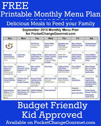 September Menu Plan 2015 Pocket Change Gourmet Monthly Meal Planning Menu Planning Easy Meal Plans