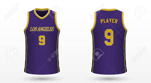 The lakers logo has undergone many positive changes in respect to the quality of color, resolution and shape. Realistic Sport Shirt Los Angeles Lakers Jersey Template For Royalty Free Cliparts Vectors And Stock Illustration Image 125226988
