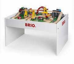 The town below is ready for rescues with police and fire stations. Brio Play Table Kinderspell