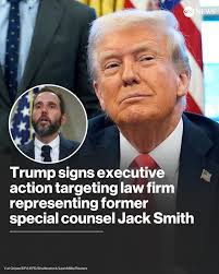President Trump signed an executive action Tuesday targeting a prominent  law firm that represents former special counsel Jack Smith. It strips  Smith's attorney of his security clearance as well as any other