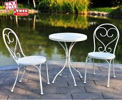 3pc Outdoor Furniture Bistro Set Balcony Porch Patio White Steel Table 2 Chairs 3pcoutdoorfurniturebistrosetmainstay Outdoor Furniture Steel Table Bistro Set