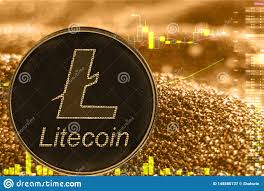 Coin Cryptocurrency Ltc Litecoin On Golden Chart Stock