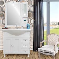 Mobili pensili per il bagno in bianco, nero, grigio. Mobile Bagno Shabby Chic 85 Cm Bianco Opaco Con Specchio E Pensile
