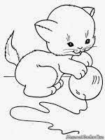 Gambar mewarnai kucing kartun lucu dalam gaya dekoratif. 12 Ide Kucing Kucing Buku Mewarnai Warna