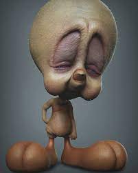 Tweety Pie Inspired By Banksy Tweetybird Tweetypie Cartoonnetwork Cartoon 3d Zbrush Creepy Scary Horror Zombie Cartoon 3d Artist Bizarre Art
