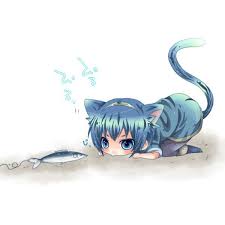 Animal Ears Blue Dress Blue Eyes Blue Hair Boooo Im Cat Ears Cat Tail Chibi Dress Fire Emblem Fish Fishing Line Hair Ornament Nekomimi Anime Animals Chibi Cat