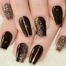 Gold Black And Glitter Nails 33 Black Glitter Nails Designs That Are More Glam Than Goth Black Nails With Glitter Gold Nail Designs Black Nail Designs