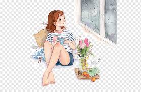 Holidays concept cartoon style vector smiling boy looking out of the window, child in red warm sweater giving or receiving christmas gift, merry xmas and new. Brown Haired Girl Sitting Beside The Window Illustration Window Illustration Look Out The Little Girl Out Of The Window Watercolor Painting Furniture Child Png Pngwing