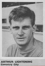 July 1960; Coventry City goalkeeper Arthur Lightening, at Highfield Road.
