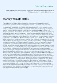 We wrote speeches, in character as stanley, to persuade the other 'campers' at camp green lake to protest about the conditions. Stanley Yelnats Holes Essay Example
