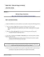 Molecule polarity phet lab worksheet answers. Molecule Shapes Lab 03 Docx Chem 105c Molecule Shapes Polarity Virtual Lab Activity Model 1 Molecule Shapes Course Hero