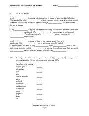 A study of matter © 2004, gpb 6.24b 2hno3 3h2. Classifying Matter Worksheet Worksheet Classification Of Matter Name Chemistry A Study Of Matter 2004 Gpb 2 9 I Fill In The Blanks A N Is A Pure Course Hero