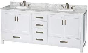 See more ideas about double vanity bathroom, double sink, double sink bathroom vanity. Undermount Square Sinks And No Mirror Wyndham Collection Sheffield 80 Inch Double Bathroom Vanity In Dark Gray White Carrara Marble Countertop Kitchen Bath Fixtures Tools Home Improvement