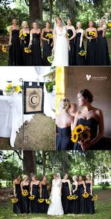 Black And Sunflower Real Weddings And Black Bridesmaid Dresses Batman Wedding Black Wedding Themes Wedding