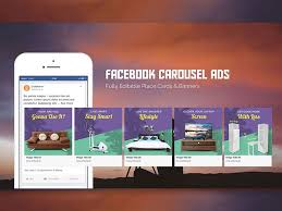 Facebook Carousel Ad Mockup In 2020 Facebook Carousel Ads Facebook Canvas Ads Facebook Design