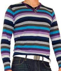 Zara Blue Purple Gray Striped V Neck Sweater Men S Fashion For Less